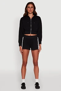 Iris High Waisted Varsity Stripe Fleece Shorts