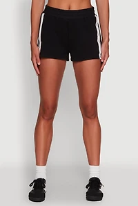 Iris High Waisted Varsity Stripe Fleece Shorts