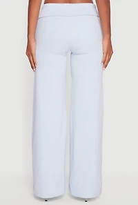Womens Brushed Ribbed Knit Fold Over Flare Pants, M