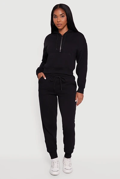 Womens Fleece Lined Kangaroo Pocket Hooded Sweatshirt,