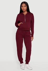Womens Fleece Lined Kangaroo Pocket Hooded Sweatshirt, Burgundy, Size S