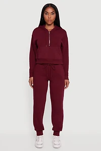 Womens Fleece Lined Kangaroo Pocket Hooded Sweatshirt, Burgundy, Size S