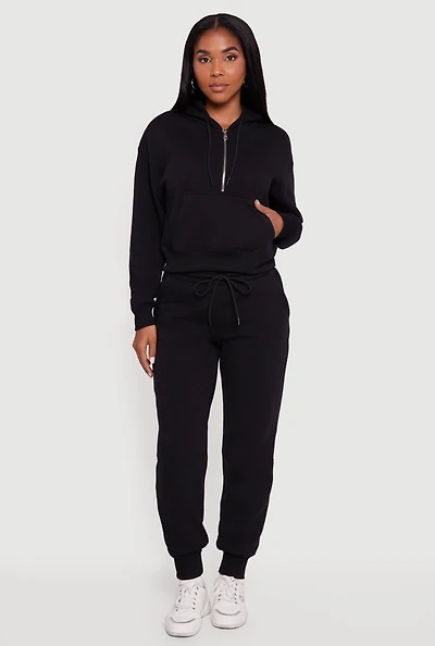 Womens High Waisted Fleece Lined Drawstring Joggers,