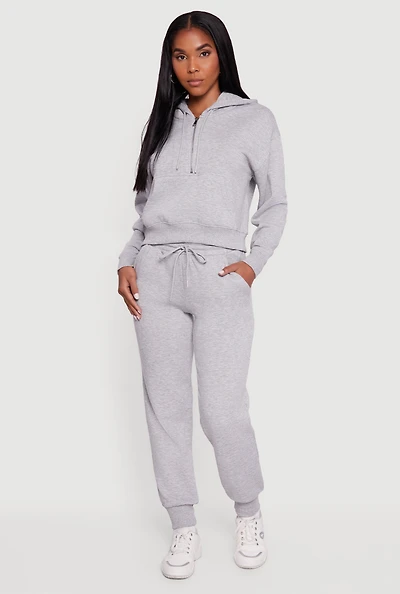 Womens High Waisted Fleece Lined Drawstring Joggers, M