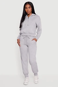 Womens High Waisted Fleece Lined Drawstring Joggers, M