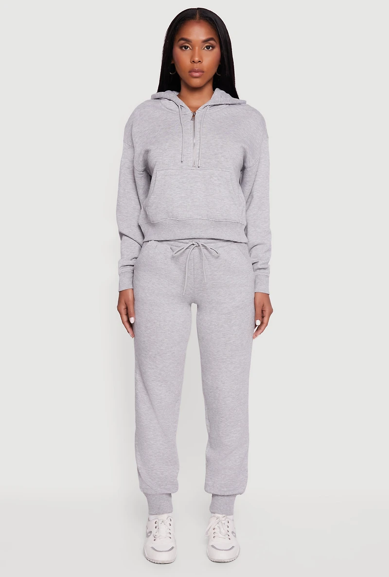 Womens High Waisted Fleece Lined Drawstring Joggers, M