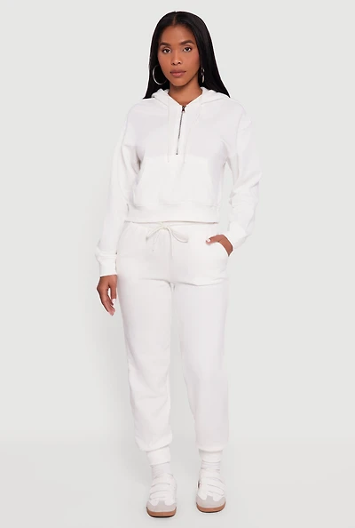 High Waisted Fleece Lined Drawstring Joggers