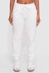 High Waisted Fleece Lined Drawstring Joggers