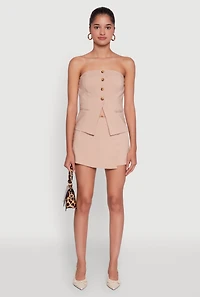 Womens Haute Monde Strapless Blazer Corset Top, Beige, Size M