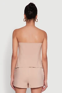 Womens Haute Monde Strapless Blazer Corset Top, Beige, Size S