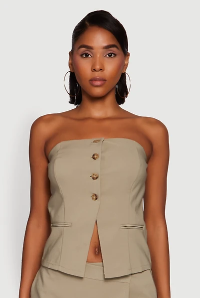 Womens Haute Monde Strapless Blazer Corset Top, Green,