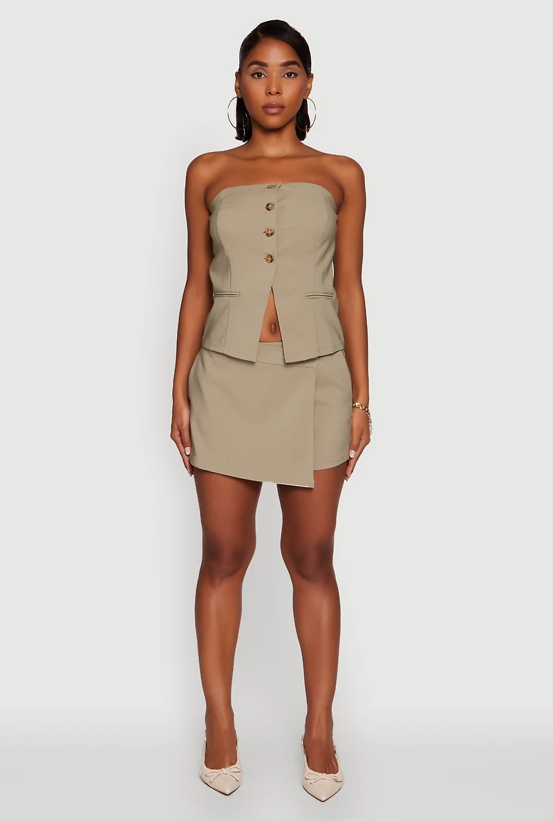 Womens Haute Monde Strapless Blazer Corset Top, Green,