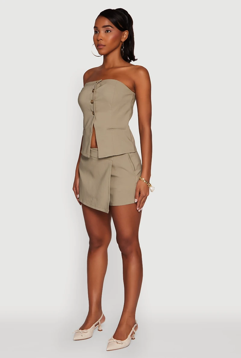 Womens Haute Monde Strapless Blazer Corset Top, Green,