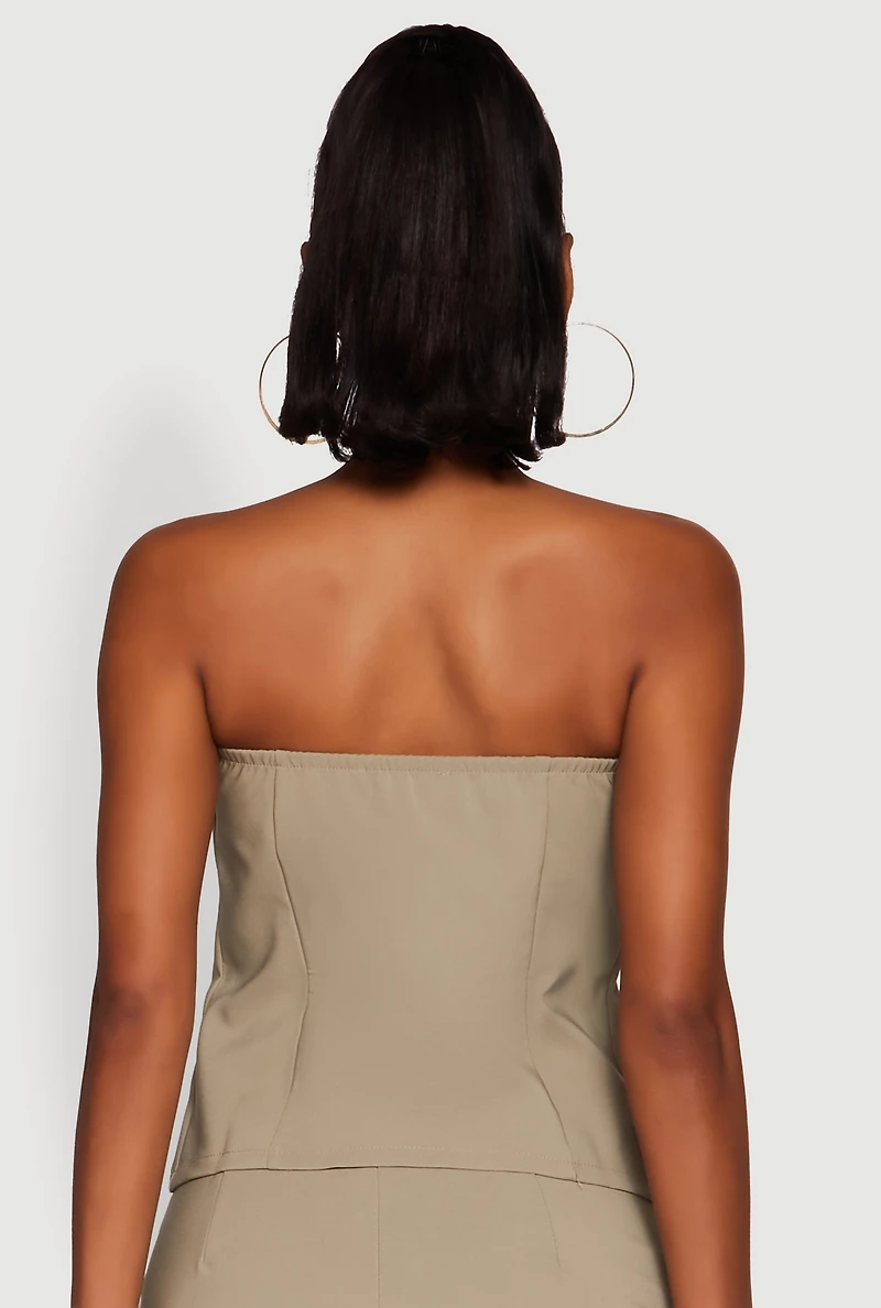 Womens Haute Monde Strapless Blazer Corset Top, Green,