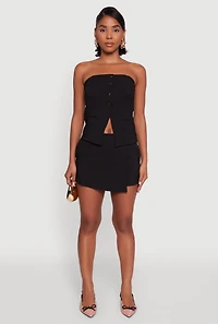 Womens Haute Monde Faux Wrap Asymmetrical Skort, Black, Size L