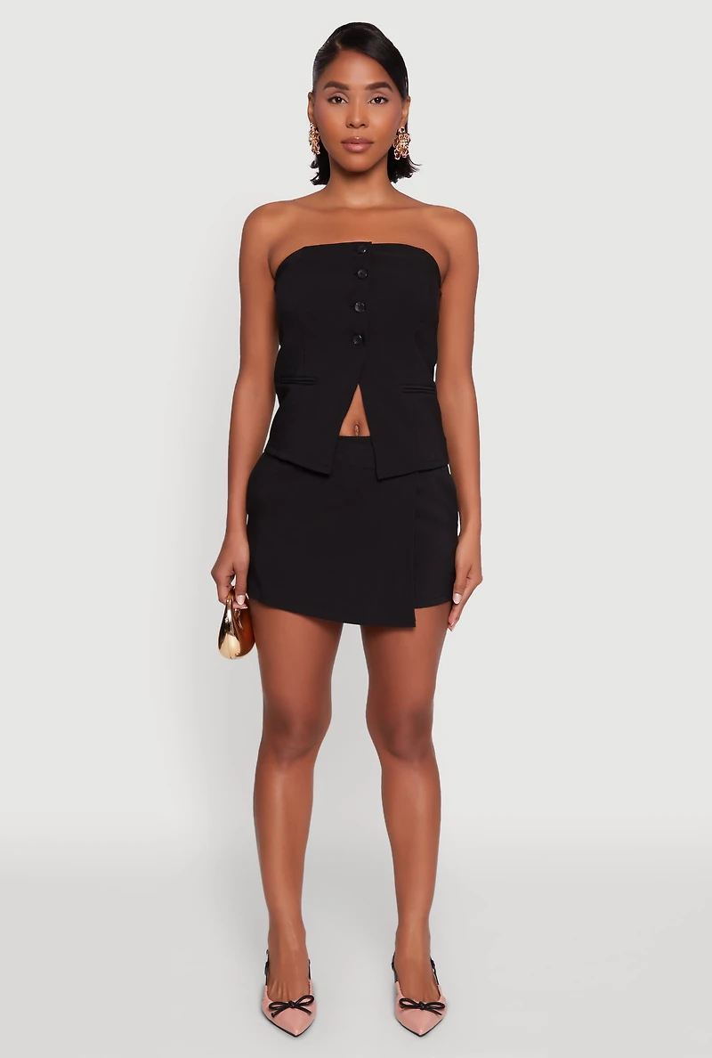 Womens Haute Monde Faux Wrap Asymmetrical Skort, S