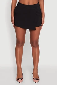 Womens Haute Monde Faux Wrap Asymmetrical Skort, S