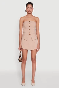 Womens Haute Monde Faux Wrap Asymmetrical Skort, Khaki, Size L