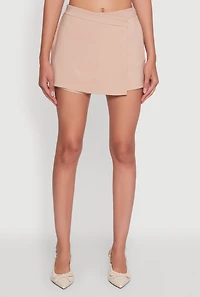 Womens Haute Monde Faux Wrap Asymmetrical Skort, Khaki, Size S