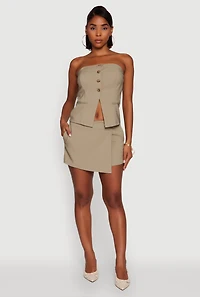 Womens Haute Monde Faux Wrap Asymmetrical Skort,