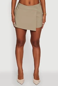 Womens Haute Monde Faux Wrap Asymmetrical Skort,