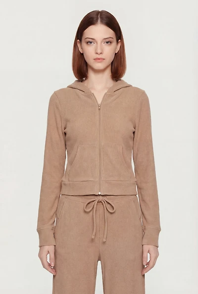 Long Sleeve Zip Front Hooded Sweatshirt