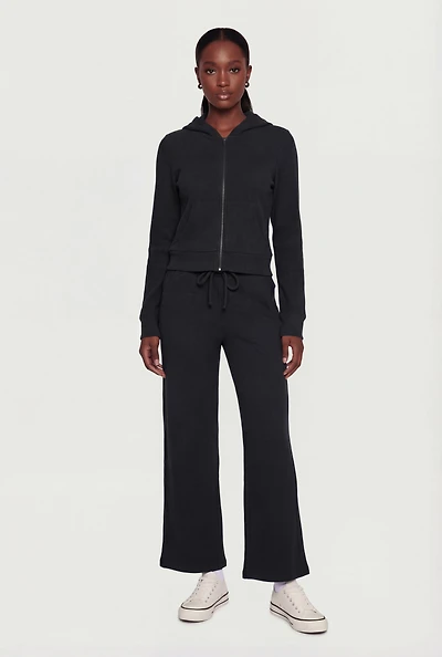 Waffle Knit Drawstring Waist Pants