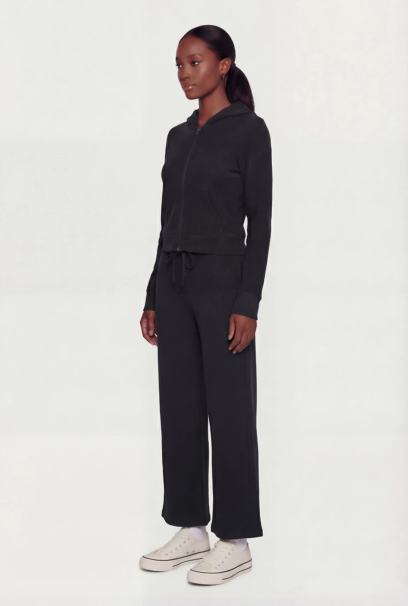 Waffle Knit Drawstring Waist Pants