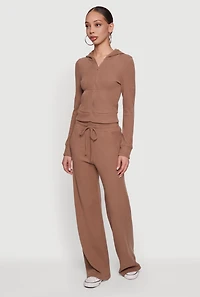 Waffle Knit Drawstring Waist Pants
