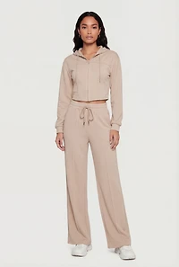 Scuba Pintuck Drawstring Waist Sweatpants