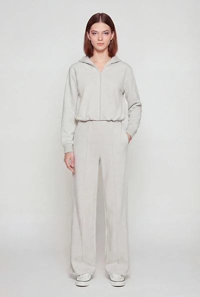 High Waisted Pintuck Detail Straight Leg Pants