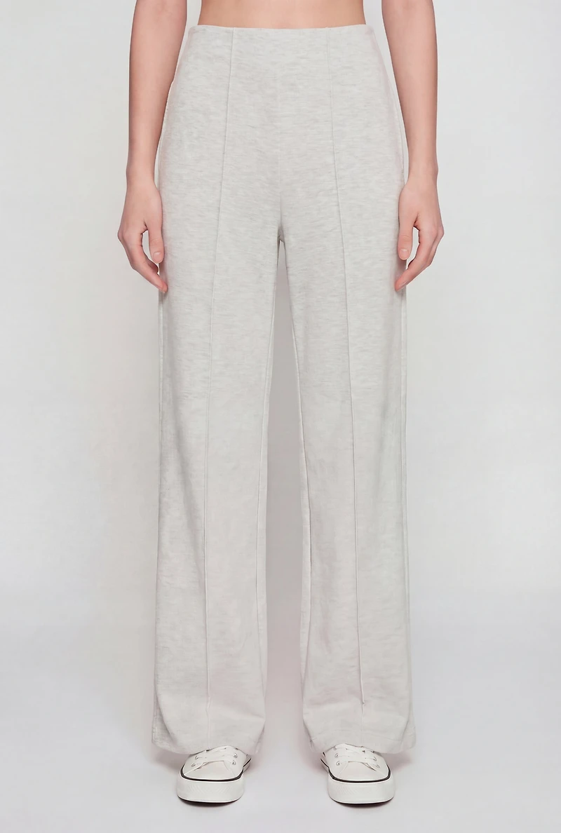 High Waisted Pintuck Detail Straight Leg Pants