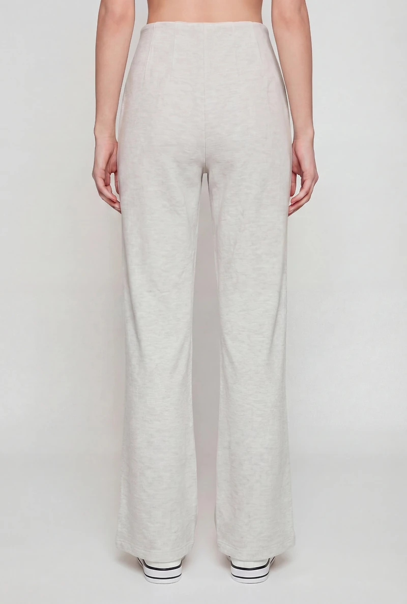 High Waisted Pintuck Detail Straight Leg Pants