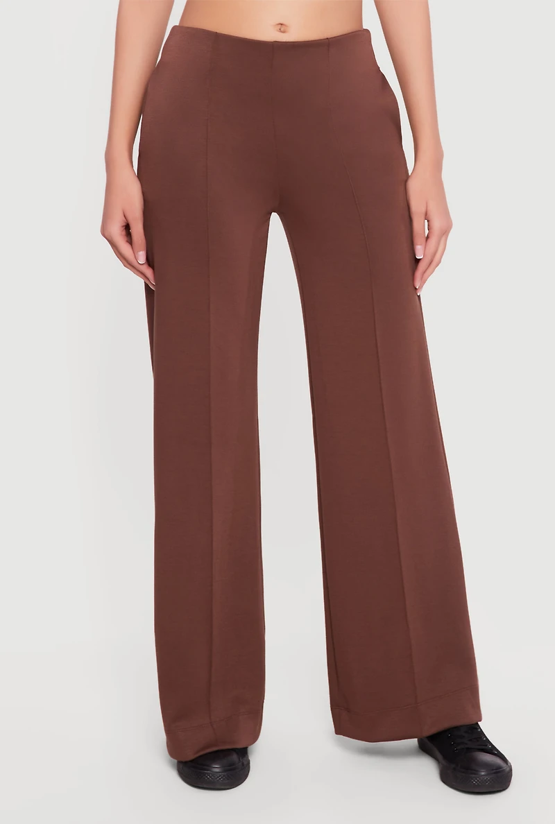 High Waisted Pintuck Detail Straight Leg Pants
