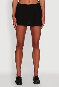 Womens Brushed Rib Knit Skort, Black, Size XL