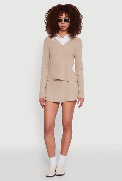 Brushed Rib Knit Skort