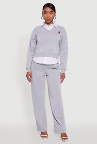 Graphic Detail Layered Look Shirt Collar Sweatshirt