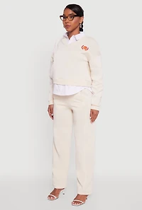 Graphic Detail Layered Look Shirt Collar Sweatshirt