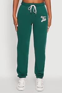 Womens Game Day Graphic Side Stripe Sweatpants, Green, Size L