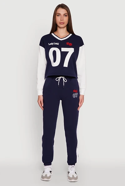 Womens Game Day Graphic Side Stripe Sweatpants,