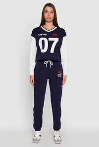 Womens Game Day Graphic Side Stripe Sweatpants,
