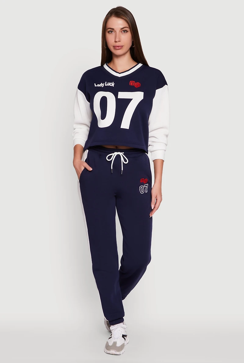 Womens Game Day Graphic Side Stripe Sweatpants,