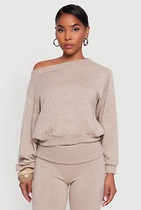 One Shoulder Long Sleeve Pullover Sweatshirt