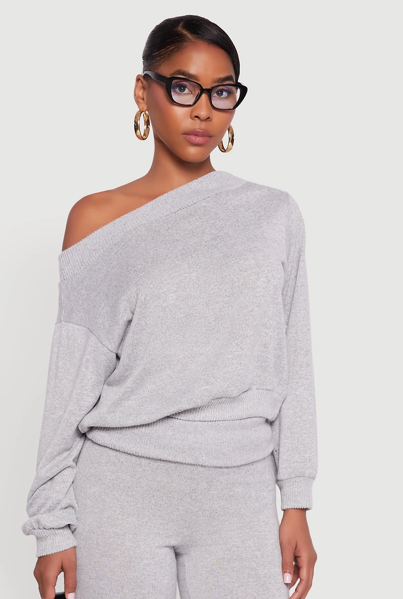 One Shoulder Long Sleeve Pullover Sweatshirt