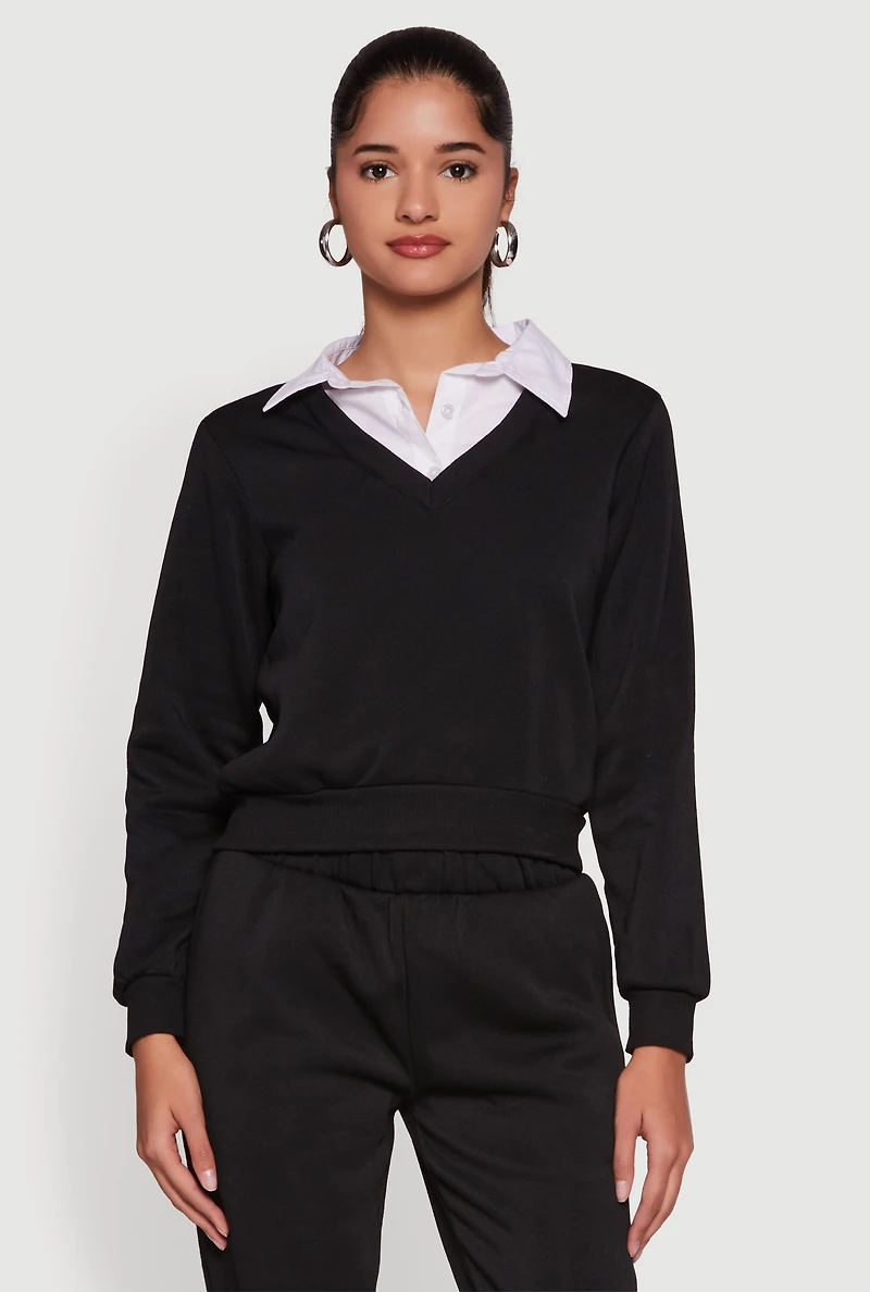 Color Block Layered Look Sweatshirt