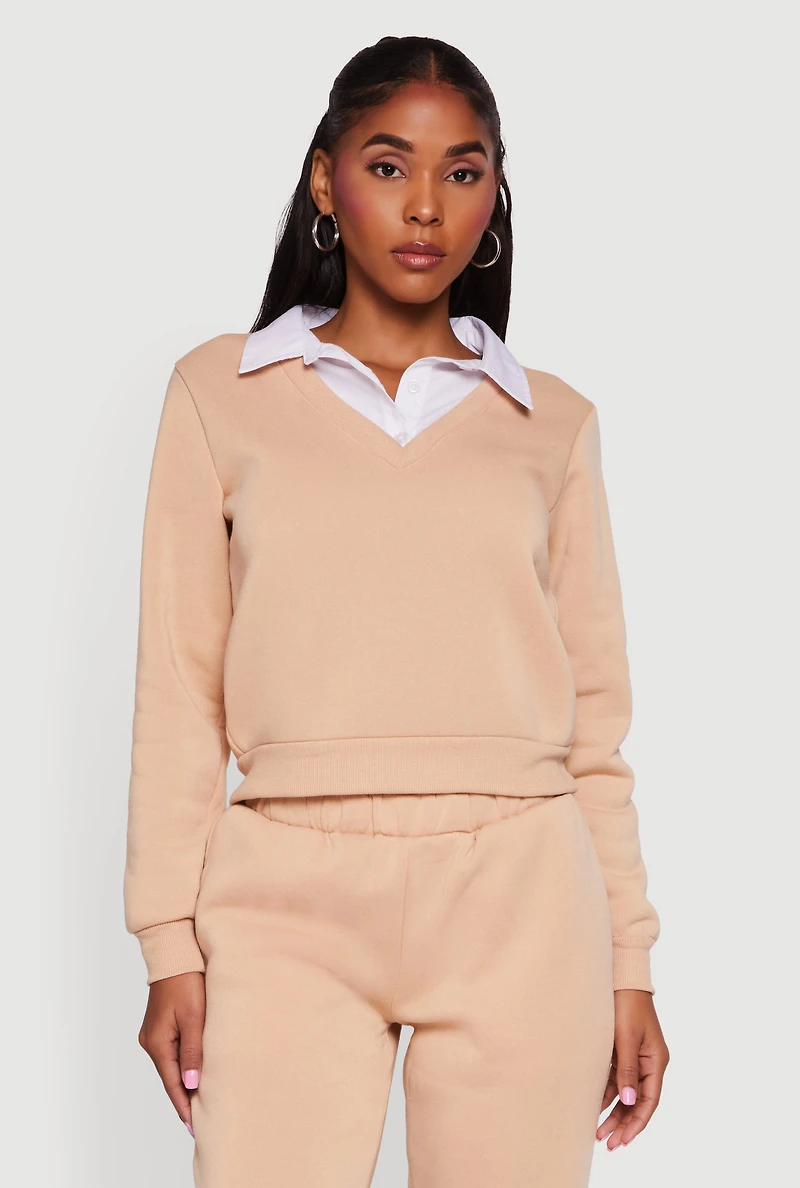 Color Block Layered Look Sweatshirt