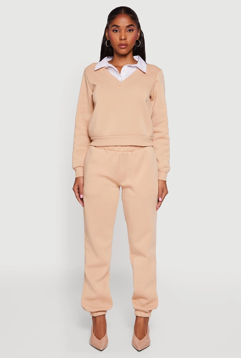 Color Block Layered Look Sweatshirt