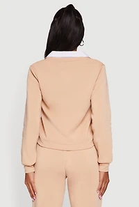 Womens Color Block Layered Look Sweatshirt, Beige,