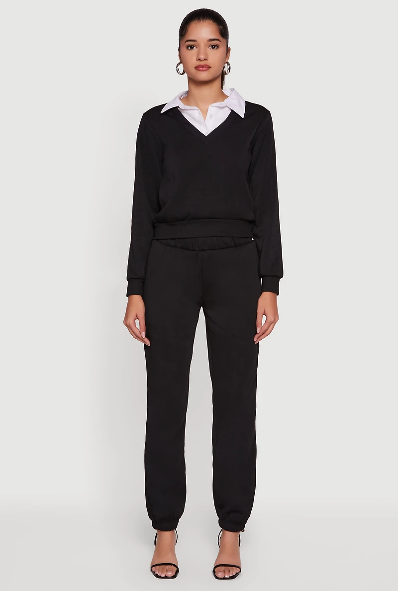 Fleece Contrast Waistband Pants