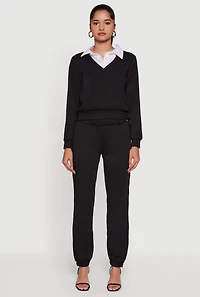 Fleece Contrast Waistband Pants